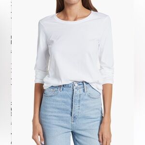 ATM Classic White Long Sleeve crewneck Top